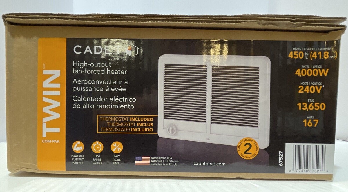 Cadet Com-Pak Twin Electric Wall Heater Complete Unit with Thermostat  CSTC402TW 27418675279 | eBay