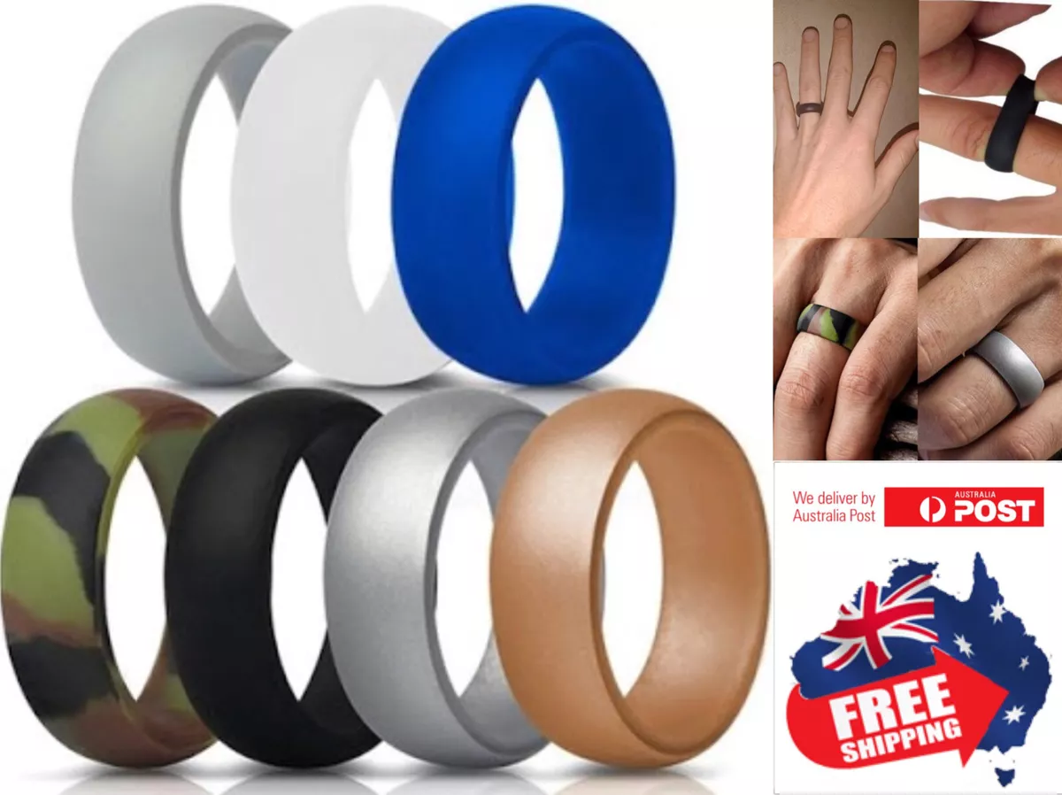 Silicone Rubber Wedding Ring Bands Flexible Comfortable Safe Work