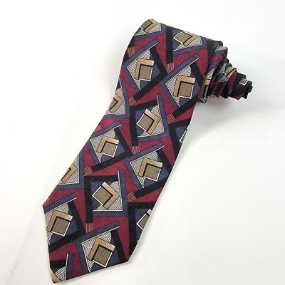 Conte de Milano Necktie Neck Tie 100% Silk Printed in Italy Made in USA 57.5 X 4