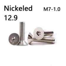 M7-1.0 Nickeled 12.9 Steel Hex Socket Bolts Countersunk Flat Head Screws