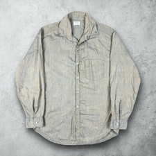 Vintage 50s Towncraft Penneys Loop Collar Woven Indigo Button Up Shirt Men's M