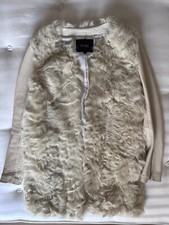 Women’s Maje Coat Cream/white Lambswool And Leather 36/xs/s