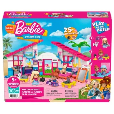 Barbie Malibu Haus Mega Construx Puppenhaus inkl Puppen + Zubehör NEU & OVP