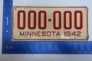 Minnesota MN Sample License Plate 1942 42 000 000 16L