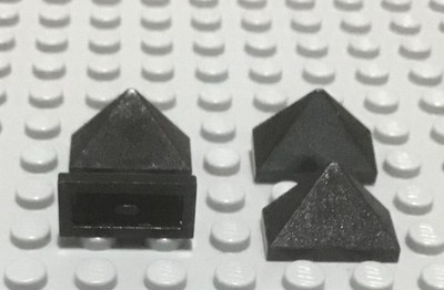 LEGO 4 Black SLOPE 45 Degree, 2 x 1 Triple w/ Inside Bar, Part 3048c 4708 4565 &