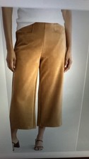 NWT Tahari Wide Leg High Rise Faux Leather Brown Tan Stretch Crop Pants Size XL