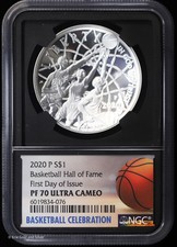 2020 P 1 oz Silver $1 Basketball Hall of Fame Dollar FDI NGC PF 70
