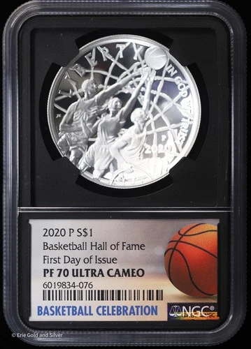 2020 P 1 oz Silver $1 Basketball Hall of Fame Dollar FDI NGC PF 70