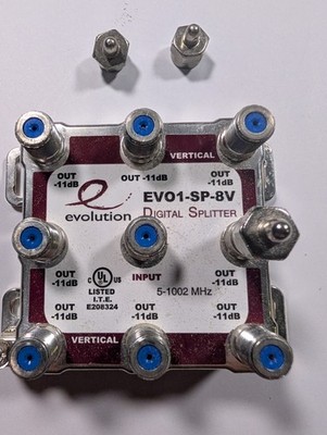 Digital Splitter  9 Connector Coax Top Evolution Quality Highly Rated EVO1-SP-8V