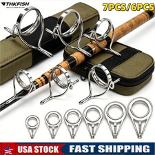 Fishing Rod Tip Guide Repair Kit 6/7pcs Stainless Steel Ceramic Ring Replacement