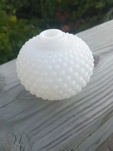 VTG 1960's 3" Hobnail White Milk Glass Bedside Lamp Separator  Part  Replacement
