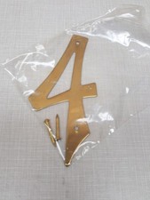 Brass House Number 4 - FACTORY NEW - IVES Brand - Premium Polished Brass