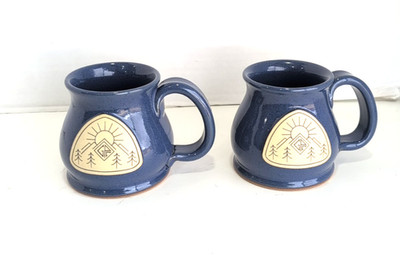 Sunset Hill Stoneware GPC Blue Ground Pounder Coffee Mug Set of 2