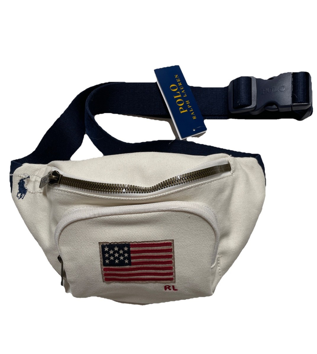 Polo Ralph Lauren Canvas Waist Bag - Estate Cream - Flag USA RL 