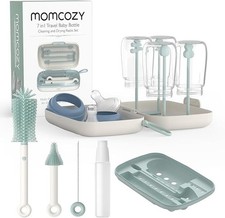 Momcozy 7 in 1 Green Bottle Brush Set with Drying Rack