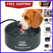 Large Heated Water Bowl, Outdoor Heated Dog Bowl with Chew Resistant Power Co...