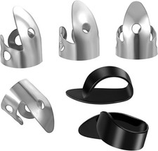 6 PCS Banjo Finger Picks, Stainless Steel and Plastic Adjustable Finger