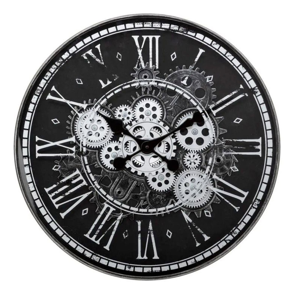 Horloge murale vintage Izia 50cm en fer forgé bicolore et mécanisme silencieux