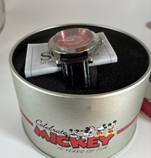 Vintage Disney Mickey Mouse Watch 75 Years of Fun Tin MCTOTDCP Red Dial