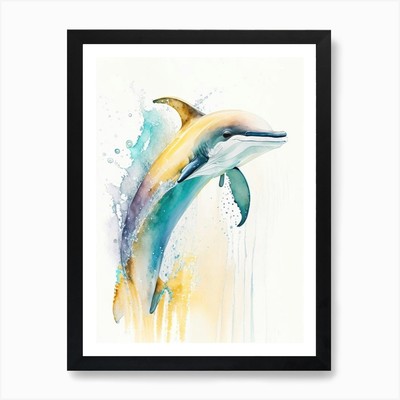 Gemeiner Delfin Bilderbuch Aquarell gerahmtes Wandbild Poster Leinwanddruck Bild