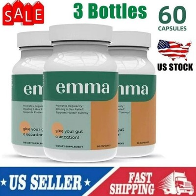 3 Pack Emma Gut Health Supplement 180 Capsules for Bloating Relief & Leaky Gut
