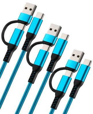 2-in-1 USB to USB 60W Fast Charging Cable USB to USB ，3Pack 9.8FT ， Braided C...
