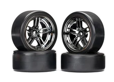 Traxxas 8378 Front & Rear 1.9" Tires/Wheels Black/Chrome : 4-Tec 2.0 AWD Chassis