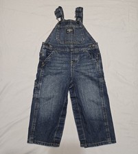 OshKosh B'gosh Boys 24 months Classic Overalls Blue Denim 100 Cotton Snap Legs