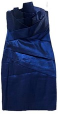 C. Luce Navy Blue Shiny Strapless Bodycon Lined Cocktail Party Dress sz Small