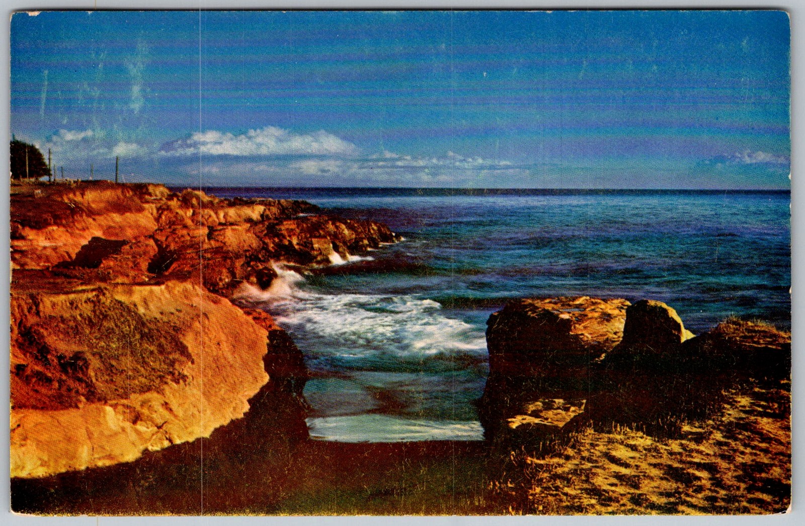 Vtg Postcard West Cliff Drive Seascape Santa Cruz, CA 1950s