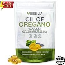 Resilia Oil of Oregano 6000mg with Black Seed Oil 60 Softgels Immune Support