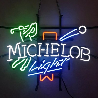 Michelob Light Beer Playing Golf Player Club 20''x16'' Neon Sign Light Room Bar