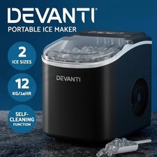 Devanti Portable Ice Maker Machine Ice Cube Tray 12kg Bar Countertop Black