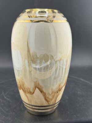 Small Vase Drip Glaze Style Gold Bands / See Pics / Smooth