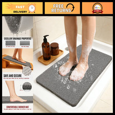 Non-Slip Shower Mat 17x30in  Quick Drying Bath Mat, Foot Scrubber Loofah for Ba