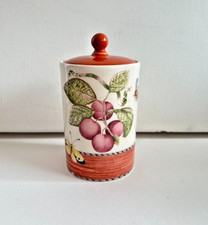 WEDGWOOD SARAH`S GARDEN SPICE JAR - TERRACOTTA Plums Design Earthenware