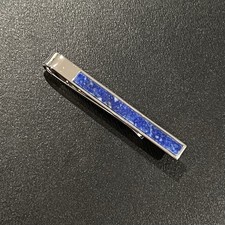 925 Sterling Silver Lapis Lazuli Stone Tie Clip In Box Men Silver Slide Gift