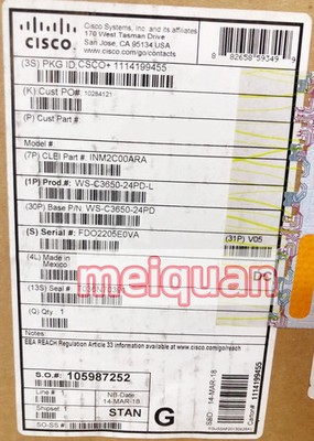 New Cisco WS-C3650-24PD-L 24 Port Gigabit Ethernet Switch  Fast Delivery！