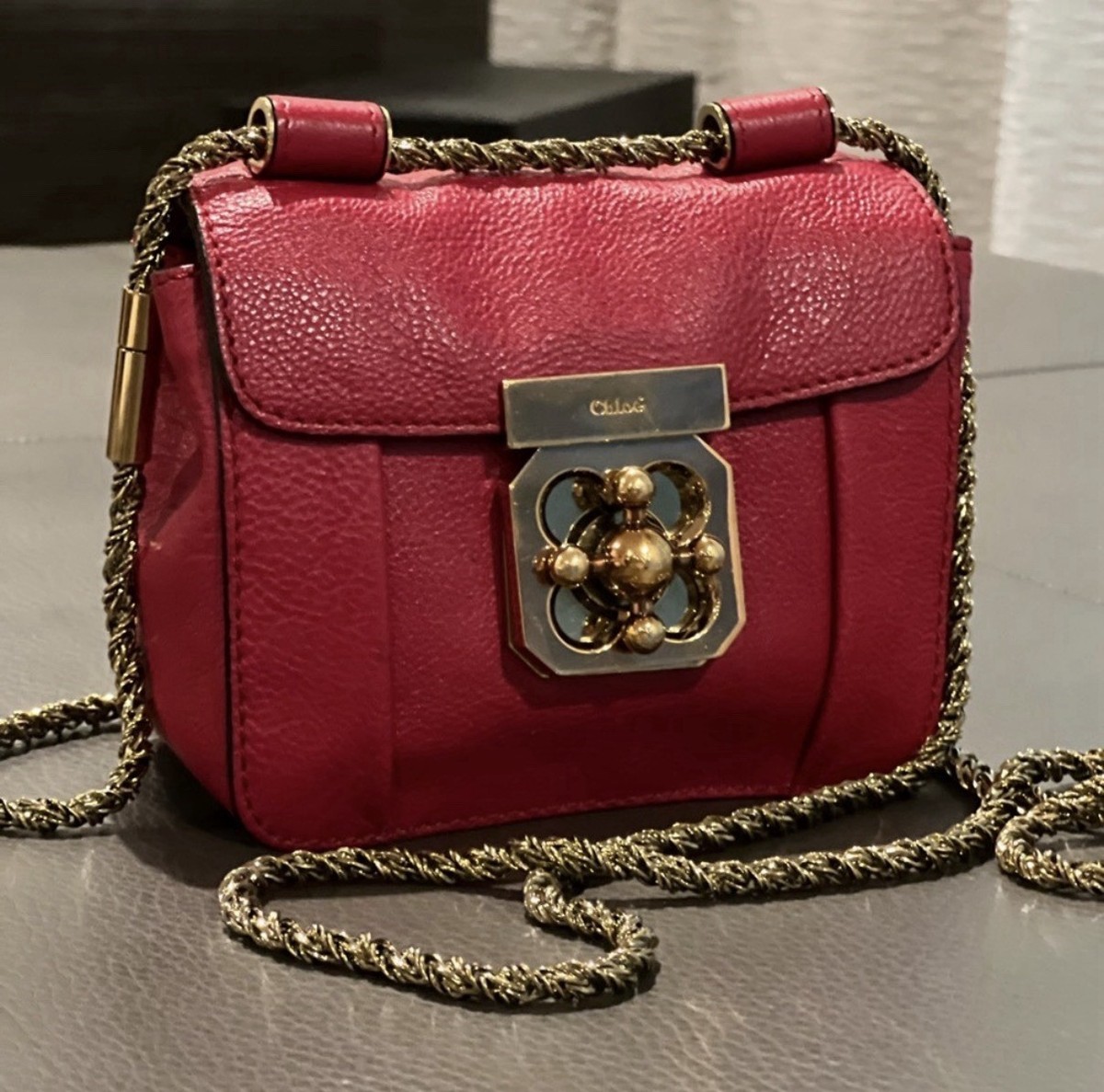 CHLOE Red Leather Mini Elsie Bag | eBay