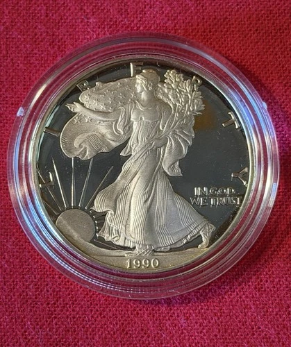 1oz 1990 S American Eagle Walking Liberty Dollar Proof With COA