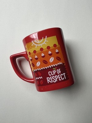Nescafe Tasse Edition rot Sammeltasse Henkelbecher Kaffeebecher eckig Werbetasse
