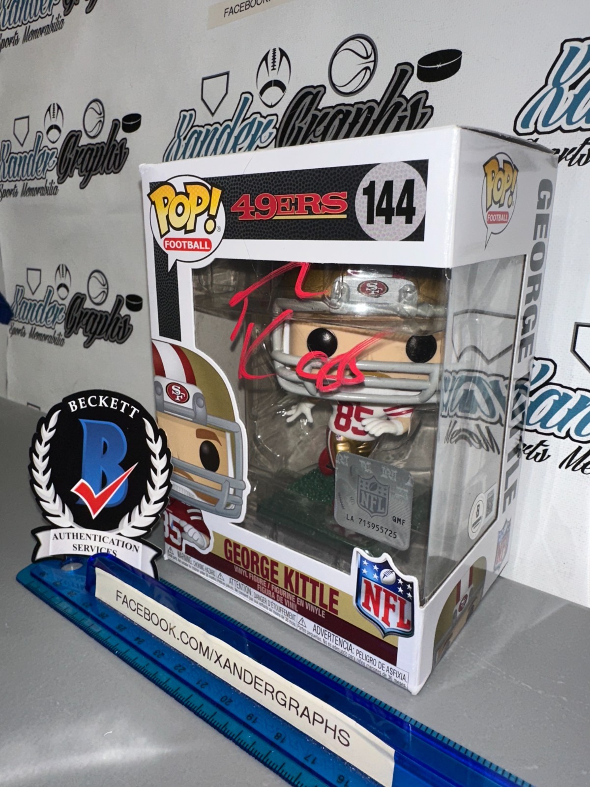 GEORGE KITTLE 144 SIGNED AUTOGRAPHED FOOTBALL NFL FUNKO POP BECKETT BAS COA 