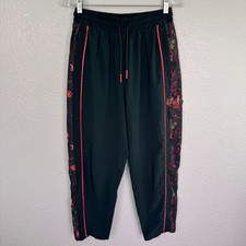 Puma Liberty Track Pants Womens Small Floral Side Stripe Athleisure Lounge Green