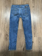 Burberry Brit Women's Check Zip Ankle Skinny Jeans Blue Denim Size 29/30 x 26.5
