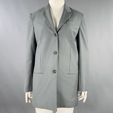THE ROW Size 12 Grey Sage Silk Single Breasted Coat