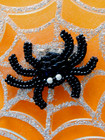 Vintage Hallmark Halloween Lapel Pin Glittery Spider on Web — photo 2