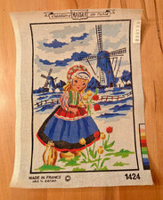 Vtg Creations de Paris Margot Painted Needlepoint Canvas Only - Dutch Girl 1424