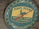 Vintage John Deere Tractor 12" Round Glass Thermometer Four Legged Barn Find JD — photo 3