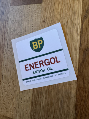 BP Energol Motor Oil Sticker Decal For Quart Or Pint Glass Oil Bottle