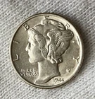 1944 P Mercury SILVER Dime !!Uncirculated!! Great Details&Luster*Free Shipping*